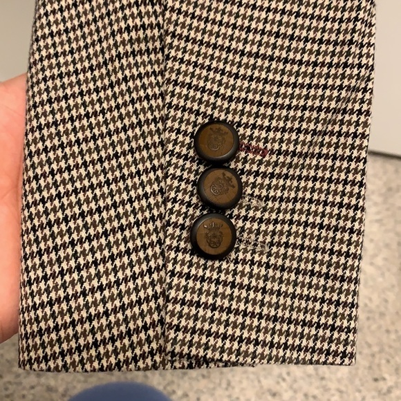 NWT- The Savile Row Co London Blazer Houndstooth Womens Small Elbow Patches- Tan - Picture 12 of 13